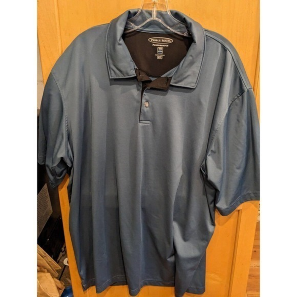 Pebble Beach Performance Golf Short Sleeve Blue Polo Shirt Men's Size 2XL xxl